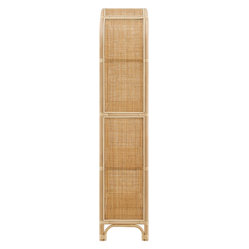 Celeste 67 Inch Tall Arched Natural Rattan Bookshelf in Natural