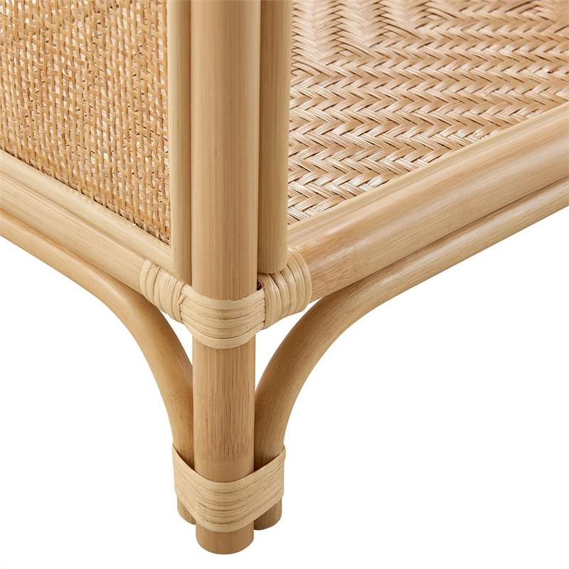 Celeste 67 Inch Tall Arched Natural Rattan Bookshelf in Natural