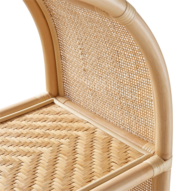 Celeste 67 Inch Tall Arched Natural Rattan Bookshelf in Natural