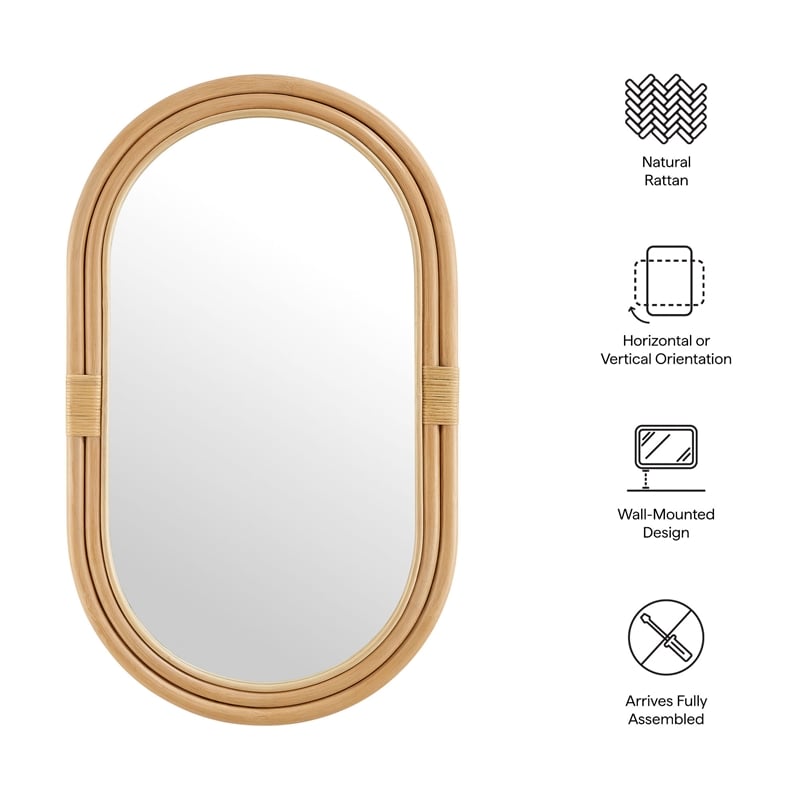 Corsica Oval Rattan Wall Mirror in Natural