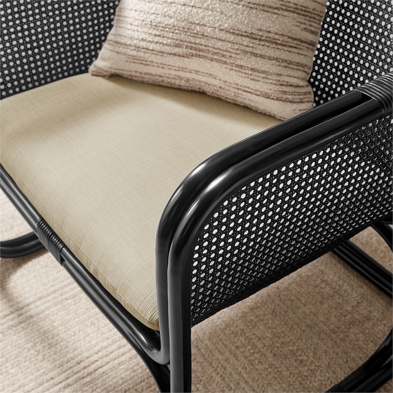 Ellis Natural Rattan Accent Armchair in Black