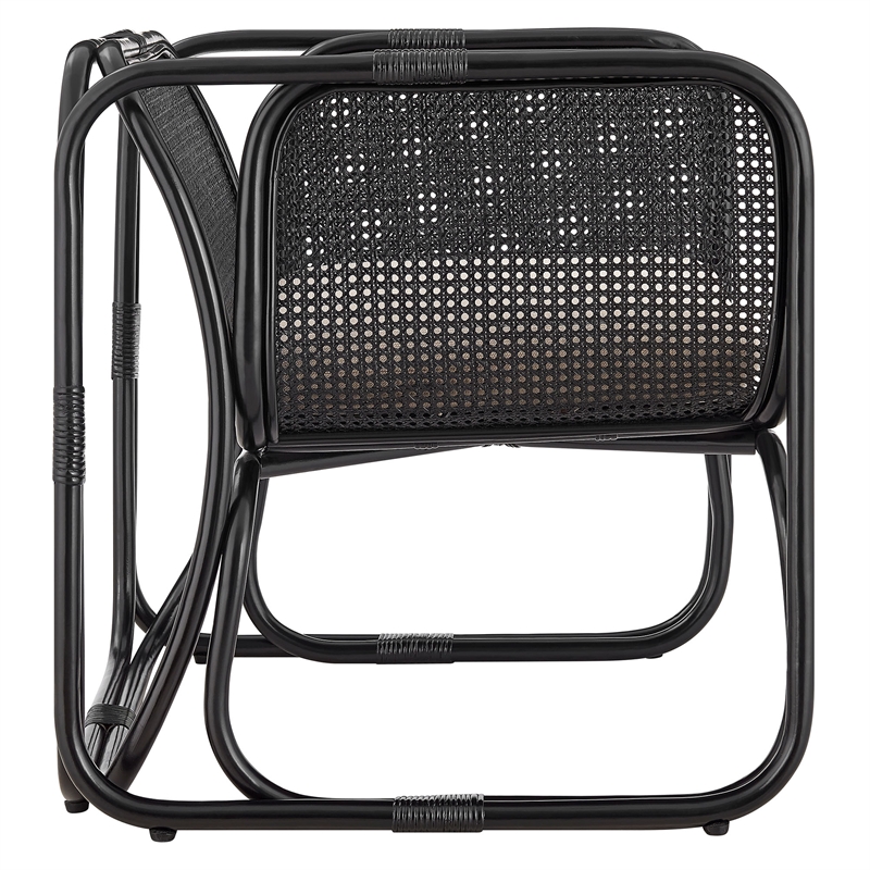 Ellis Natural Rattan Accent Armchair in Black