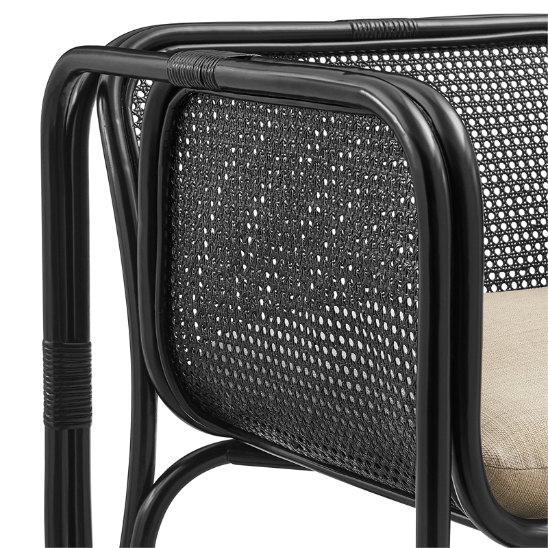 Ellis Natural Rattan Accent Armchair in Black
