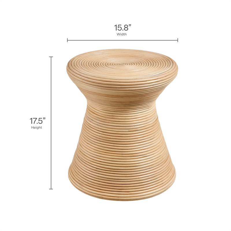 Tavi Hourglass Natural Rattan Round Side Table in Natural