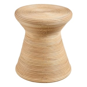 Tavi Hourglass Natural Rattan Round Side Table in Natural