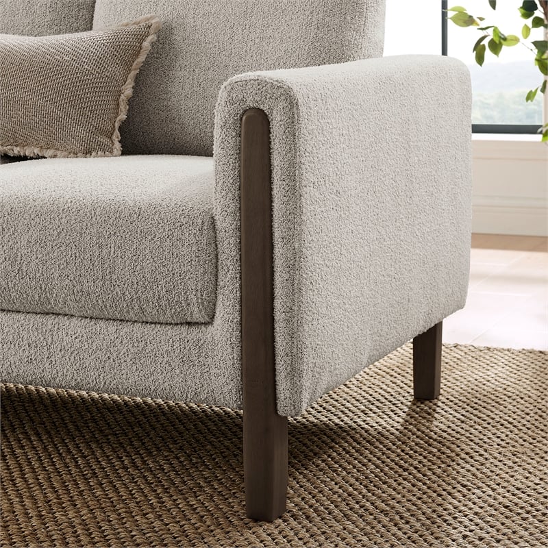 Hawken Boucle Fabric Sofa in Parchment Espresso