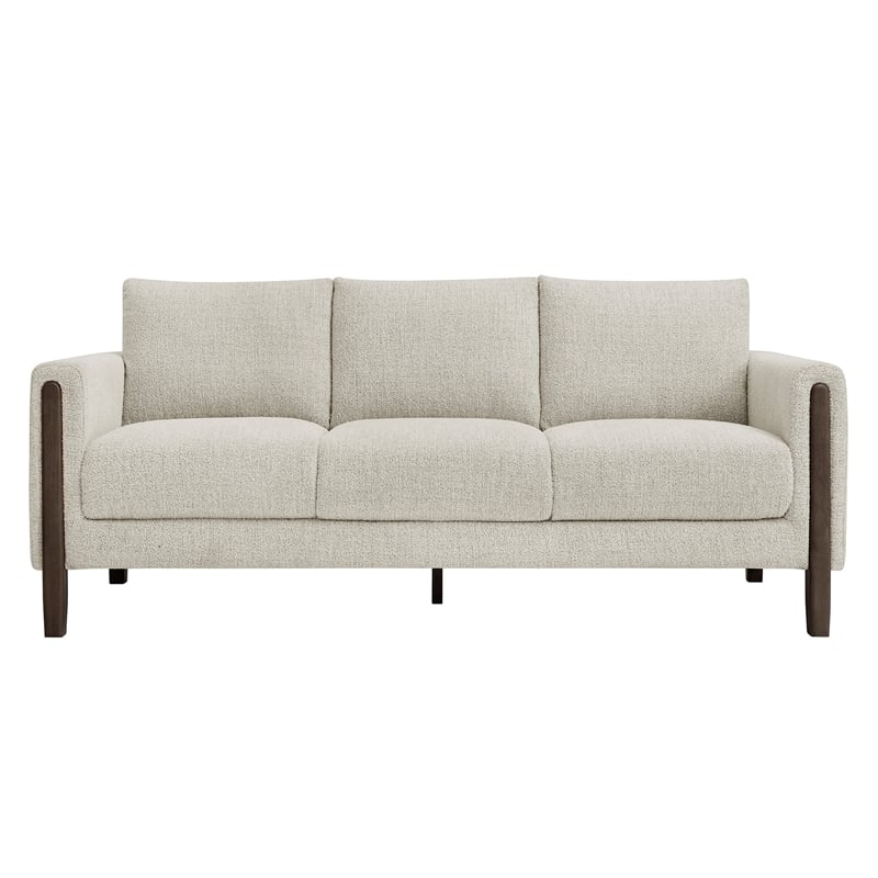 Hawken Boucle Fabric Sofa in Parchment Espresso