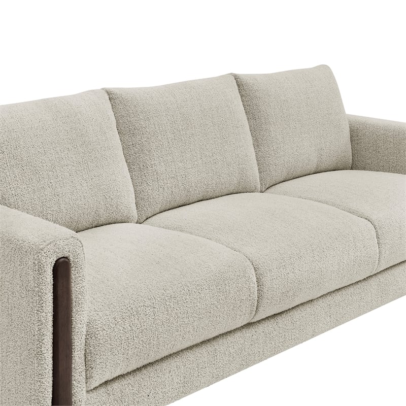 Hawken Boucle Fabric Sofa in Parchment Espresso