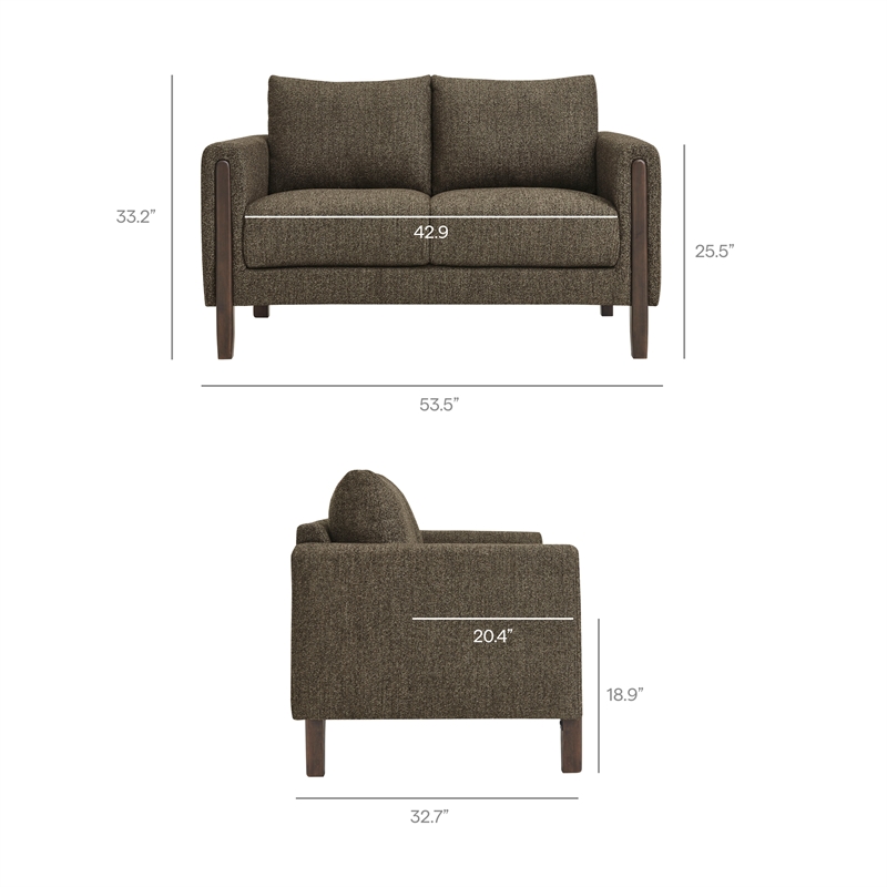 Hawken Boucle Fabric Loveseat in Antique Espresso