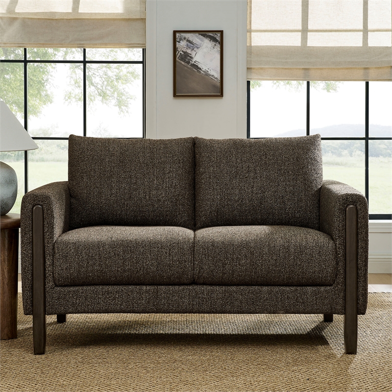 Hawken Boucle Fabric Loveseat in Antique Espresso