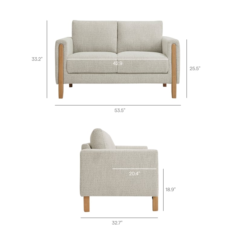 Hawken Boucle Fabric Loveseat in Parchment Beech