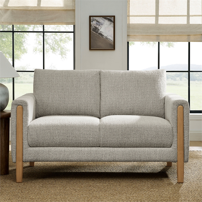 Hawken Boucle Fabric Loveseat in Parchment Beech