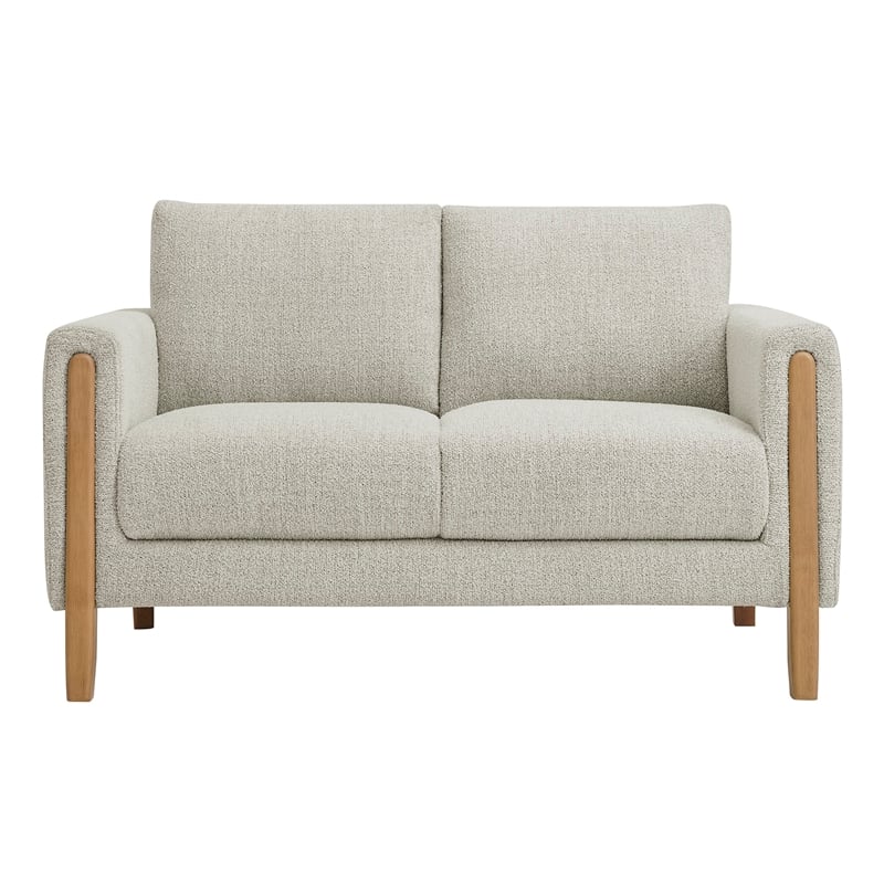 Hawken Boucle Fabric Loveseat in Parchment Beech