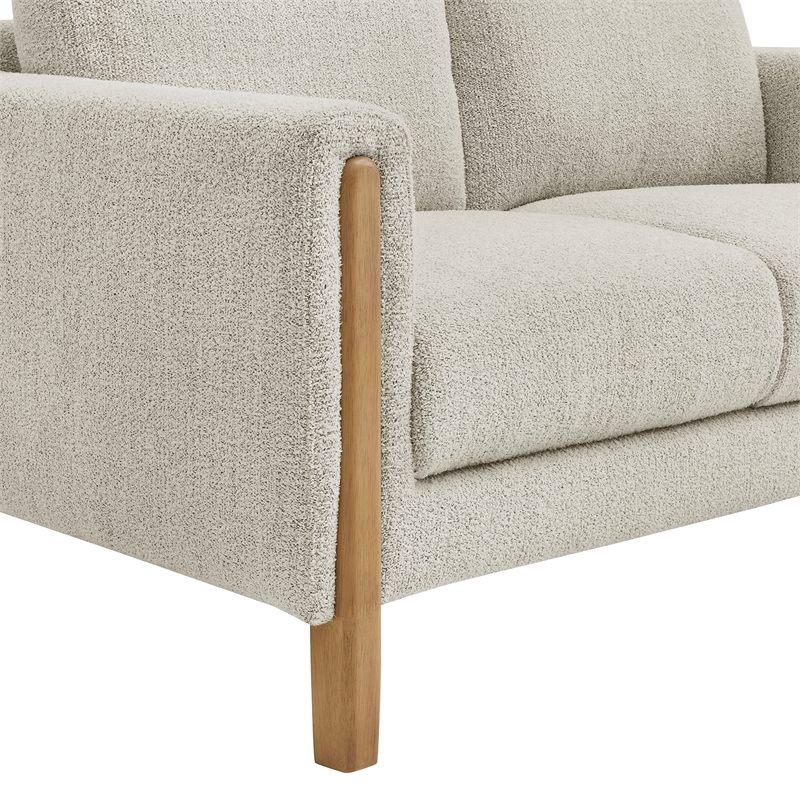 Hawken Boucle Fabric Loveseat in Parchment Beech