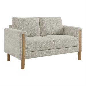 Hawken Boucle Fabric Loveseat in Parchment Beech