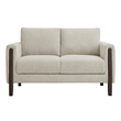 Hawken Boucle Fabric Loveseat in Parchment Espresso
