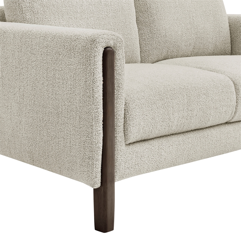 Hawken Boucle Fabric Loveseat in Parchment Espresso
