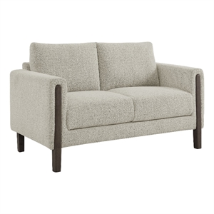 Hawken Boucle Fabric Loveseat in Parchment Espresso