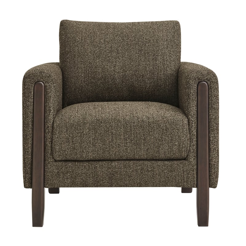 Hawken Boucle Fabric Accent Armchair in Antique Espresso