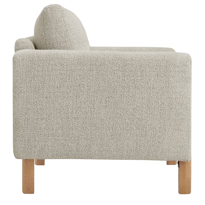 Hawken Boucle Fabric Accent Armchair in Parchment Beech