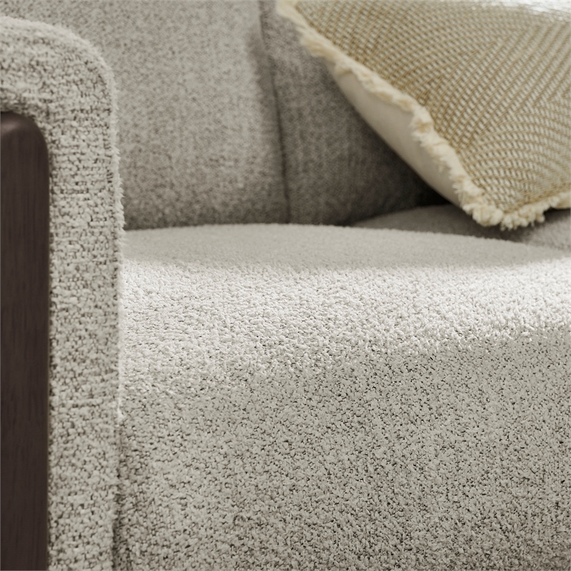 Hawken Boucle Fabric Accent Armchair in Parchment Espresso