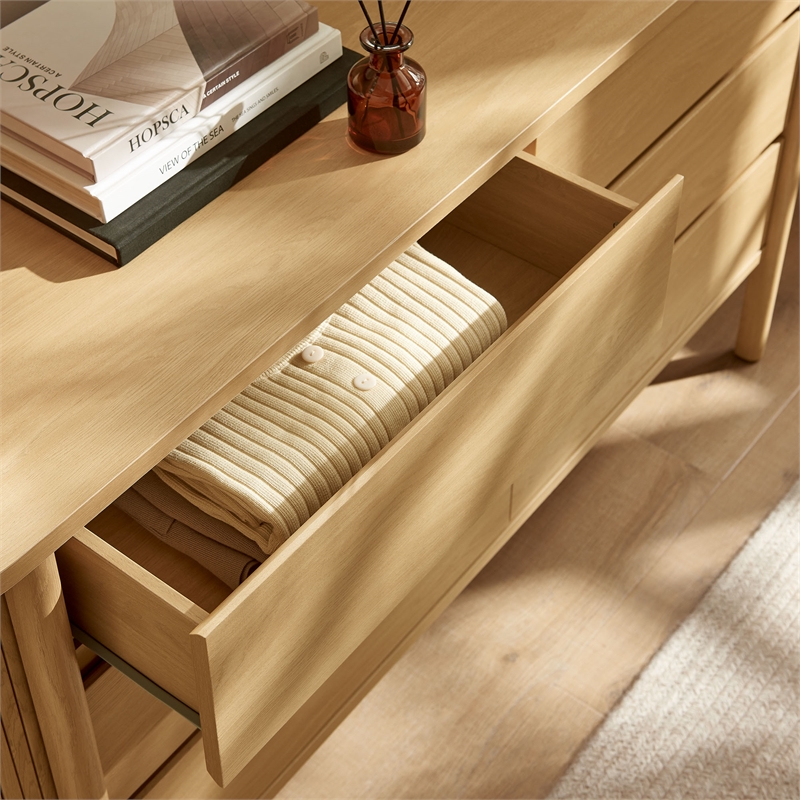 Cadence 6-Drawer Curved Dresser in Oak