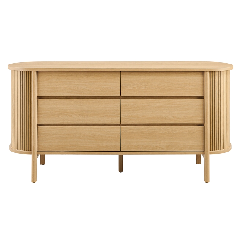 Cadence 6-Drawer Curved Dresser in Oak