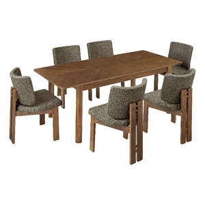 Modway Alba 7-Piece Extentable Dining Set in Walnut/Taupe