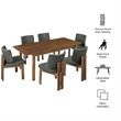 Modway Alba 7-Piece Extendable Dining Set in Walnut/Charcoal