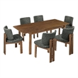 Modway Alba 7-Piece Extendable Dining Set in Walnut/Charcoal