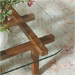 Isby 35 Inch Tempered Glass Coffee Table in Walnut