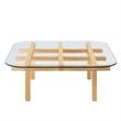 Isby 35 Inch Tempered Glass Coffee Table in Oak