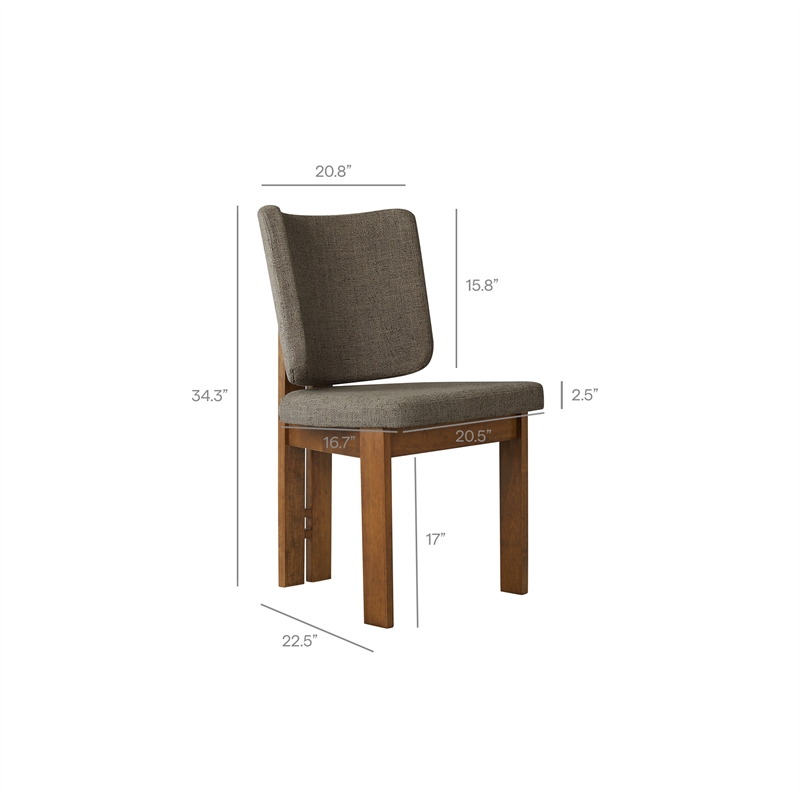 Alba Armless Upholstered Dining Chairs Set Of 2 in Taupe