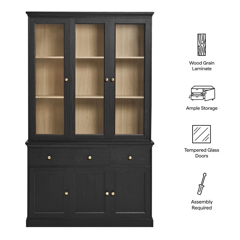 Modway Amara 79 Inch Large Storage Display Cabinet in Black Oak