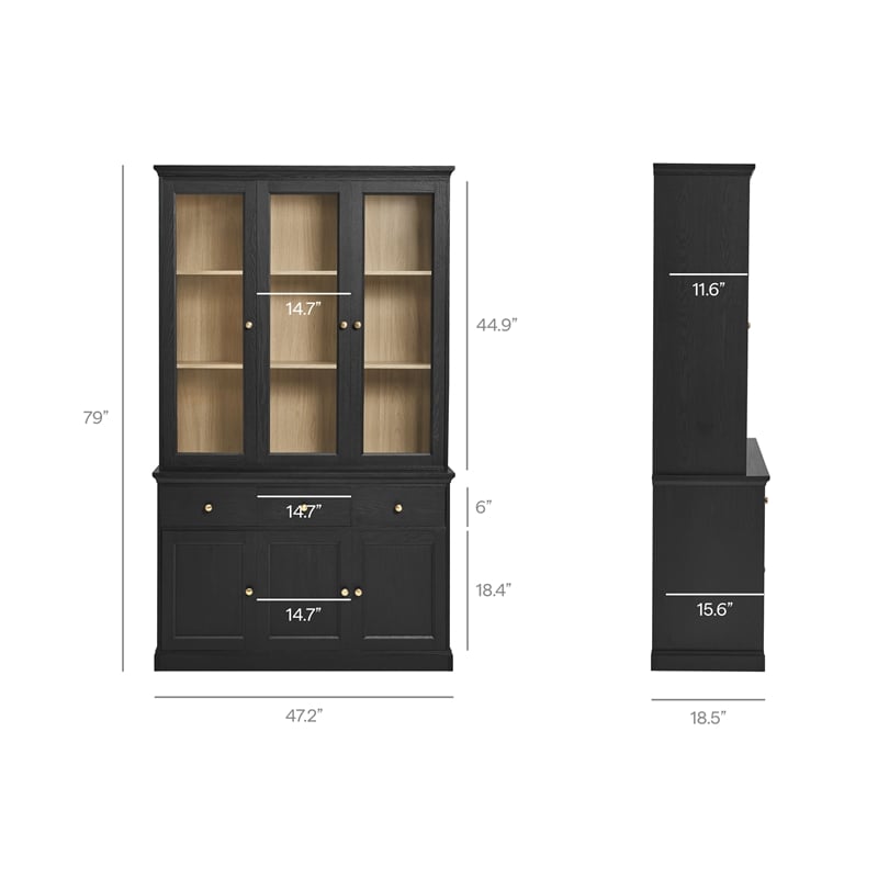 Modway Amara 79 Inch Large Storage Display Cabinet in Black Oak