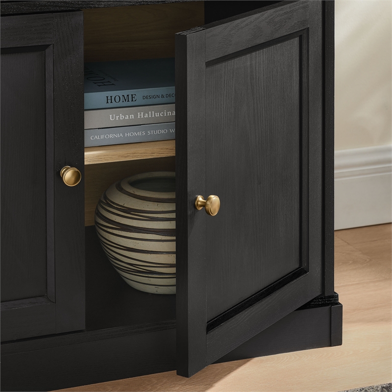 Modway Amara 79 Inch Large Storage Display Cabinet in Black Oak