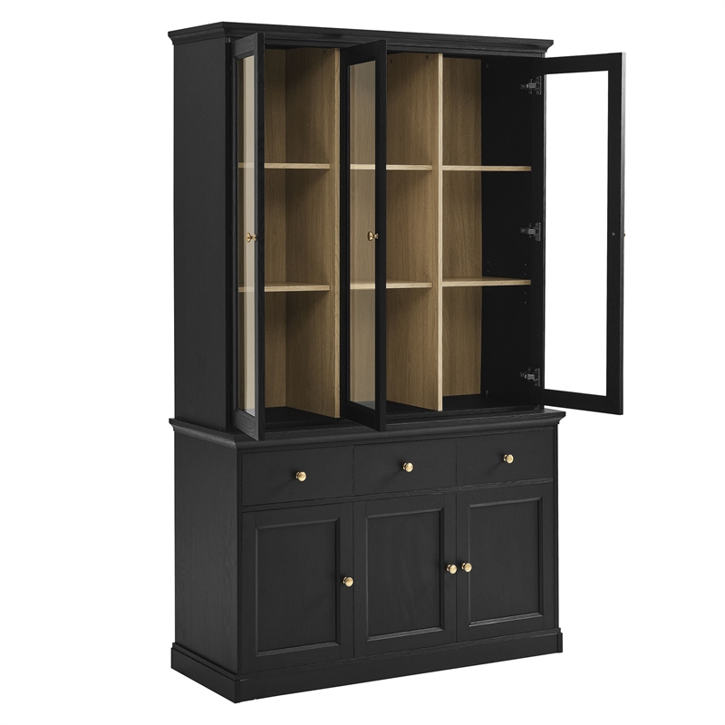 Modway Amara 79 Inch Large Storage Display Cabinet in Black Oak