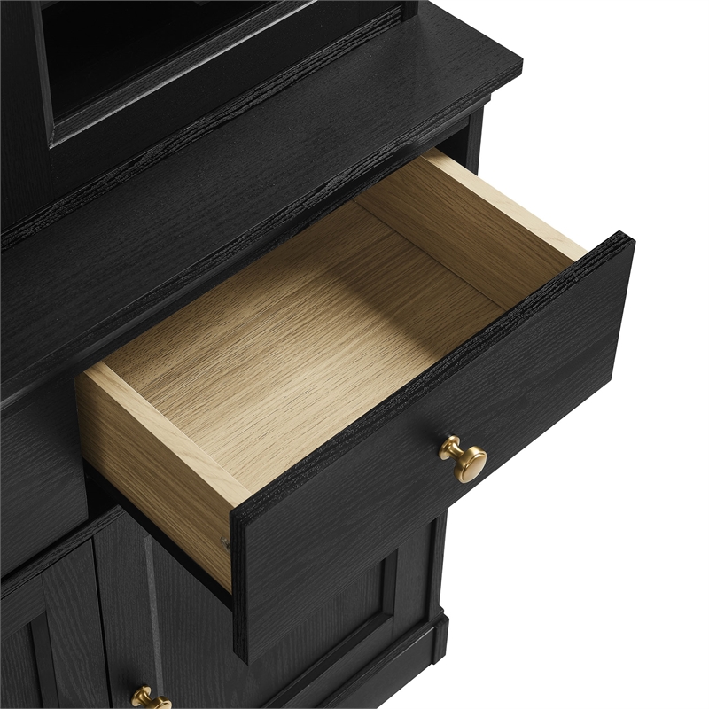 Modway Amara 79 Inch Large Storage Display Cabinet in Black Oak