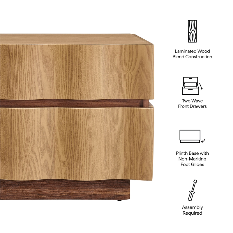 Isola 2 Drawer Nightstand in Light Oak Walnut