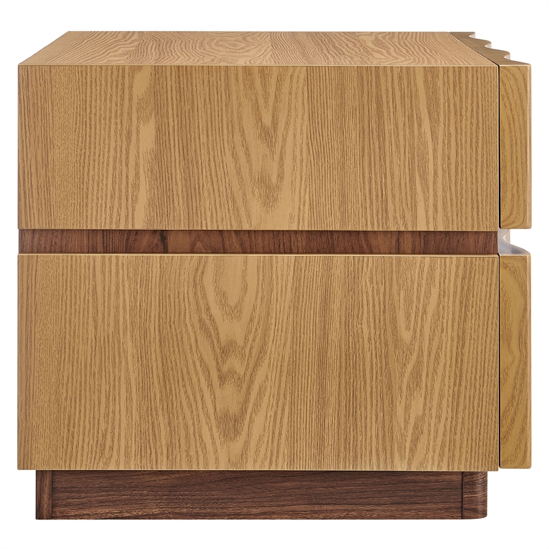 Isola 2 Drawer Nightstand in Light Oak Walnut
