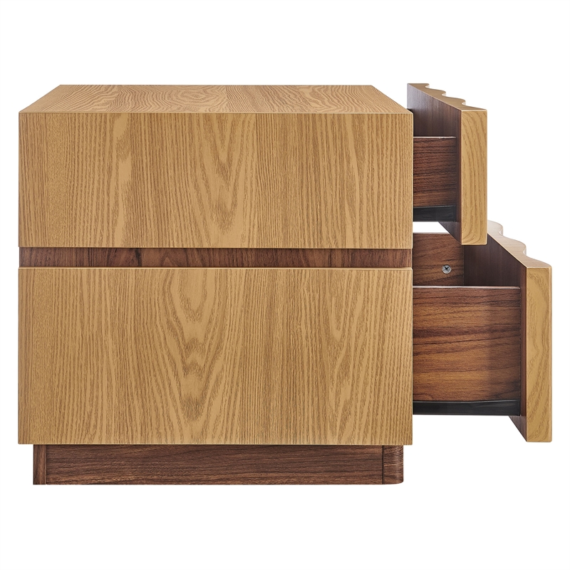Isola 2 Drawer Nightstand in Light Oak Walnut