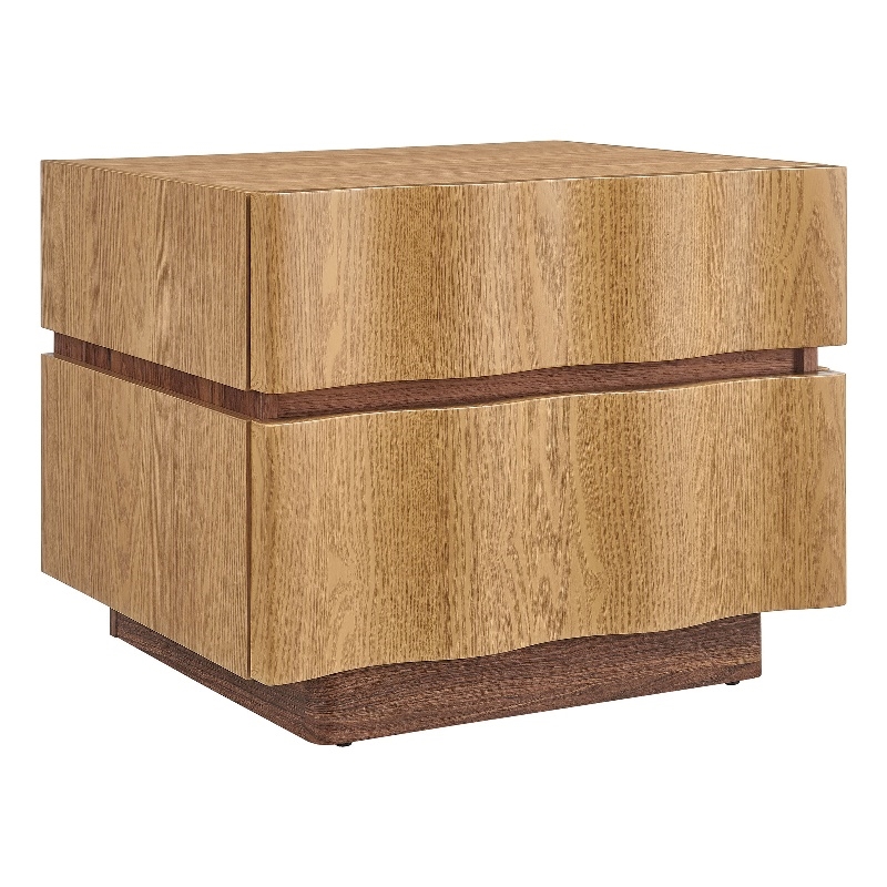Isola 2 Drawer Nightstand in Light Oak Walnut