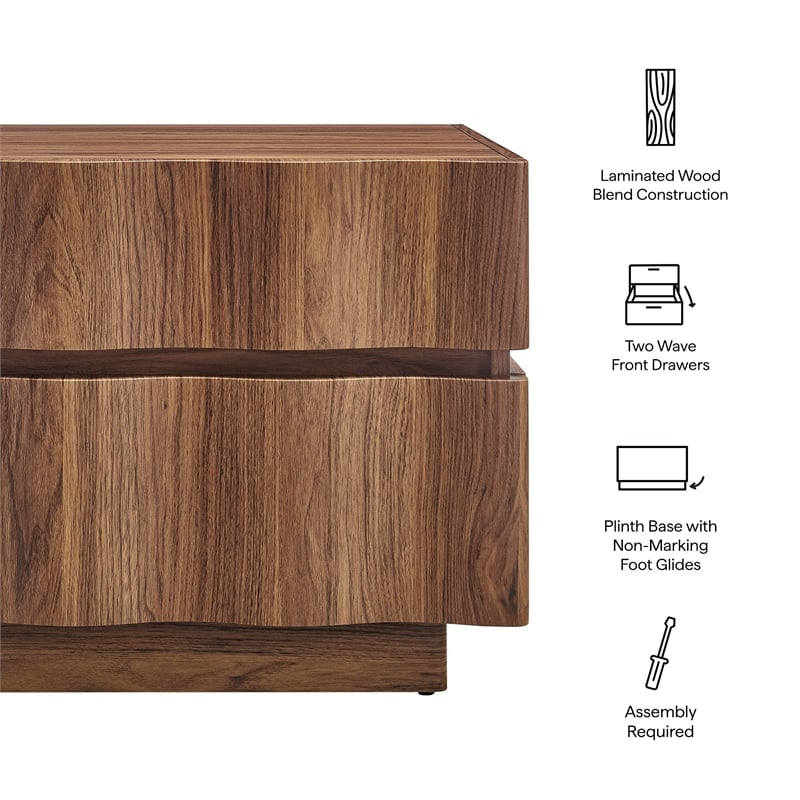 Isola 2 Drawer Nightstand in Walnut