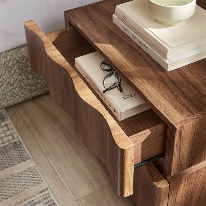 Isola 2 Drawer Nightstand in Walnut
