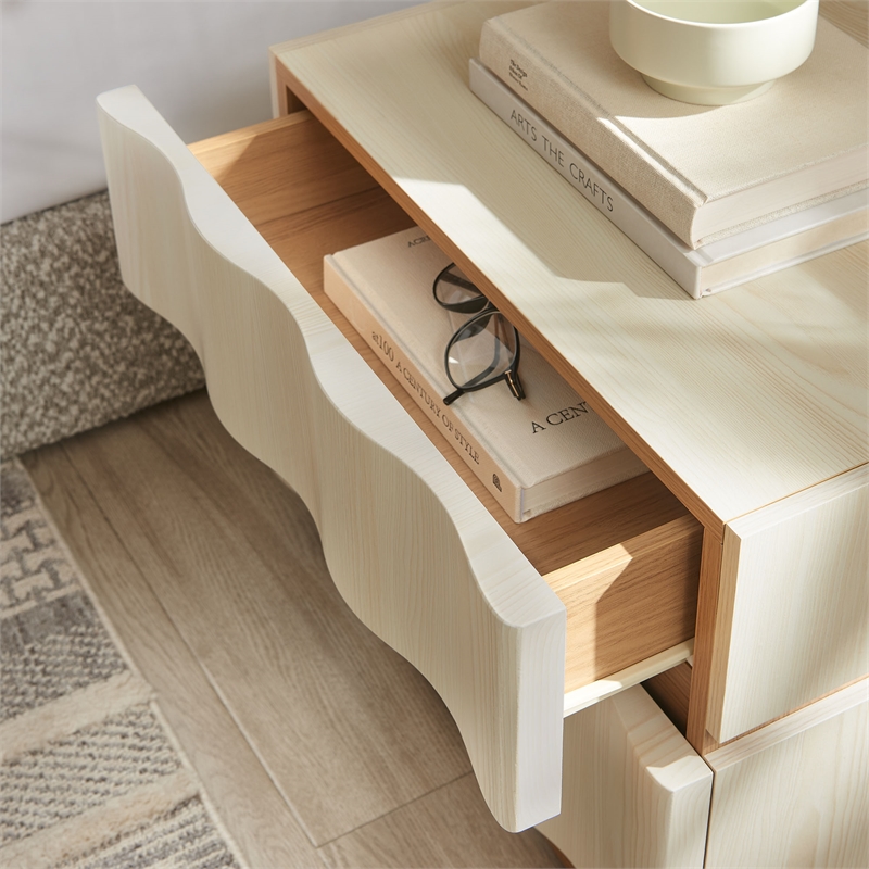 Isola 2 Drawer Nightstand in White Light Oak