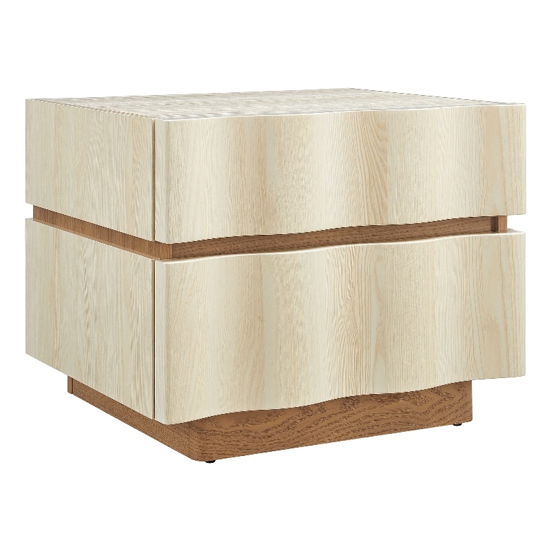 Isola 2 Drawer Nightstand in White Light Oak