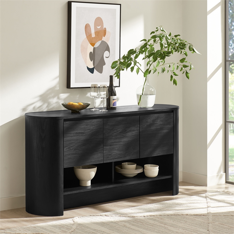 Duval 62 Inch Oval Sideboard in Black
