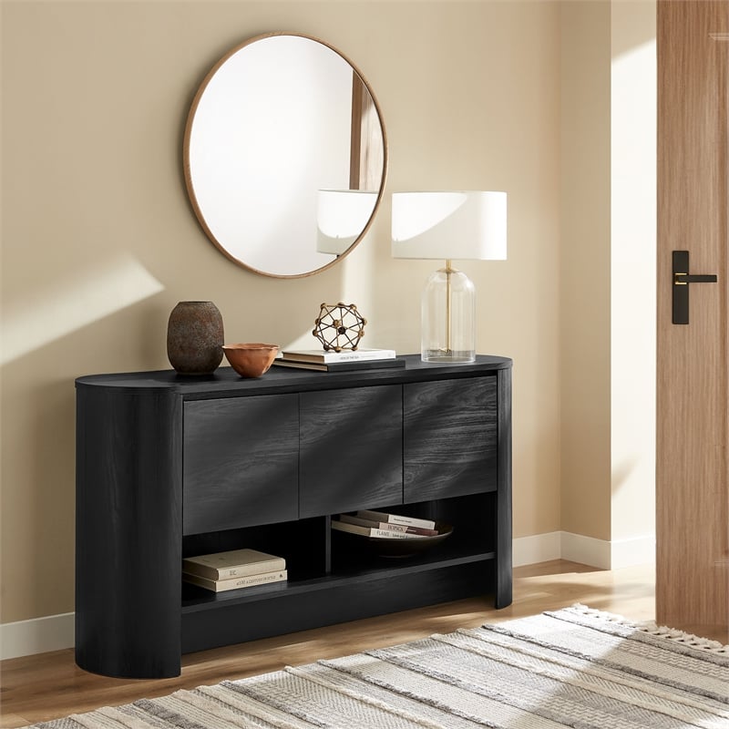 Duval 62 Inch Oval Sideboard in Black