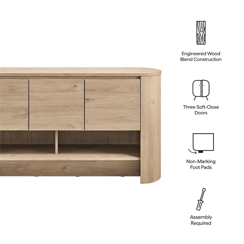 Duval 62 Inch Oval Sideboard in Light Oak