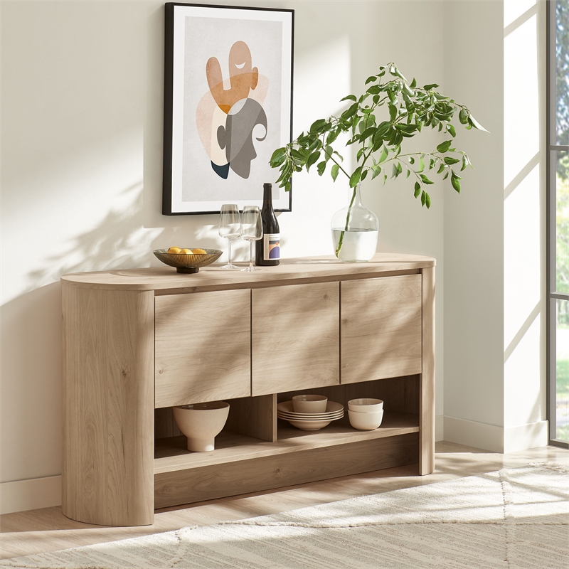 Duval 62 Inch Oval Sideboard in Light Oak